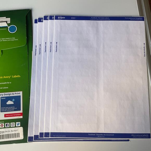 Avery File Folder Labels w TrueBlock Technology, Permanent Adhesive, 2/3" 150 ct - Picture 2 of 4